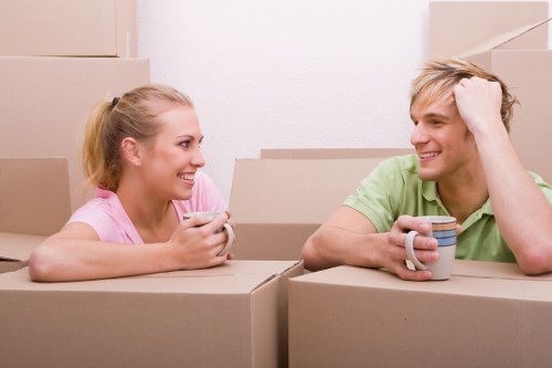Local office relocation planning in Barnes with moving equipment and office boxes