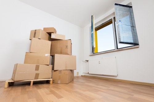 Furniture and boxes being organised for transport