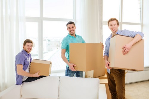 Professional office packing and furniture preparation for a Barnes business move