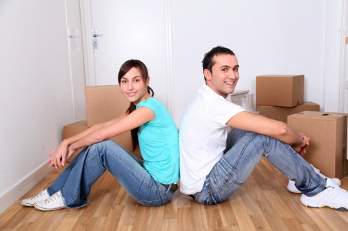 Prepared boxes and furniture ready for collection