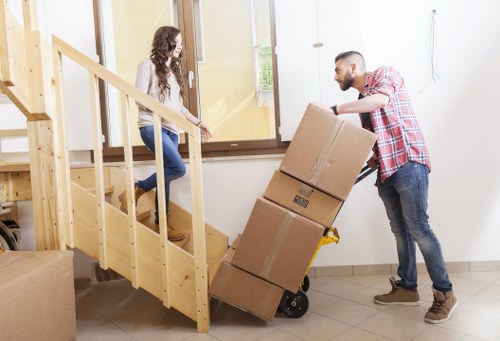 Loading boxes and furniture into a hire truck